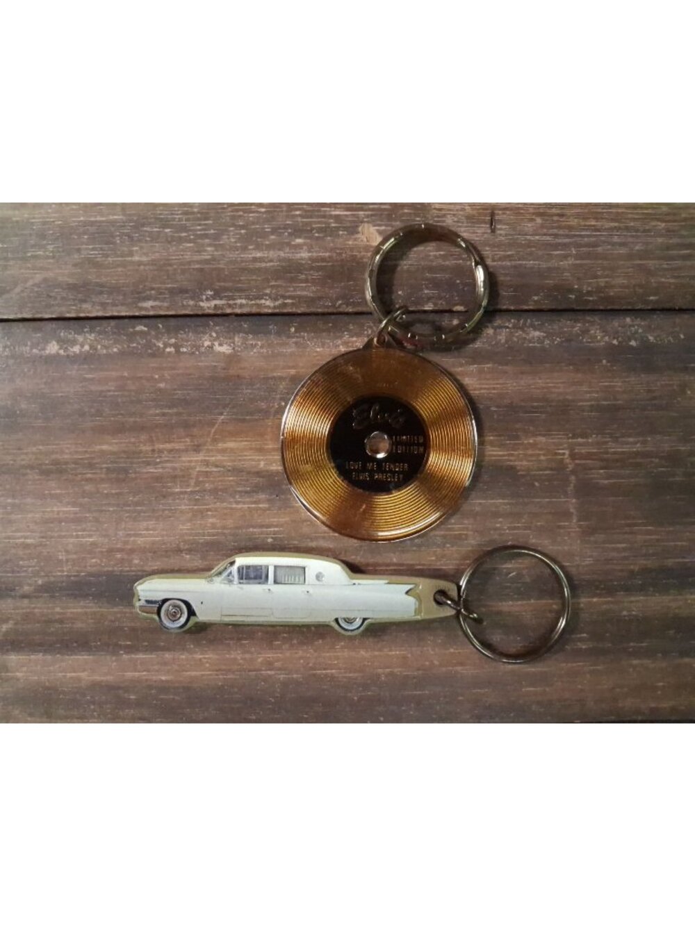 Elvis Presley Keychain Lot of 2 Cadillac Limo Golden Record Nashville Bag Tag